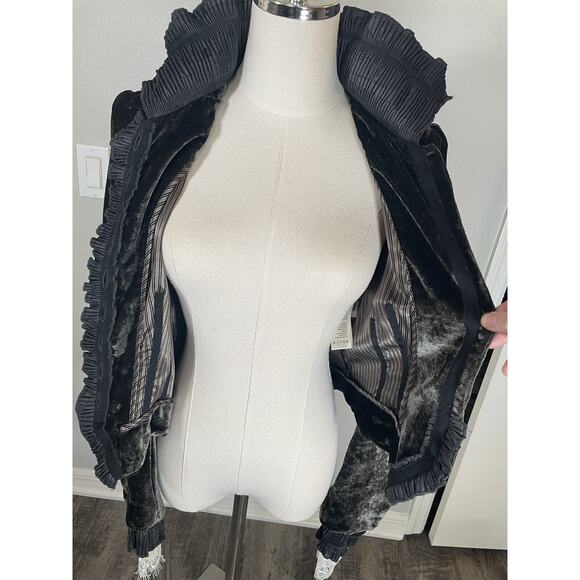 DOROTHEE SCHUMACHER Velour Lace Trimming Steampunk Jacket Victorian MED Gothic - Picture 12 of 16